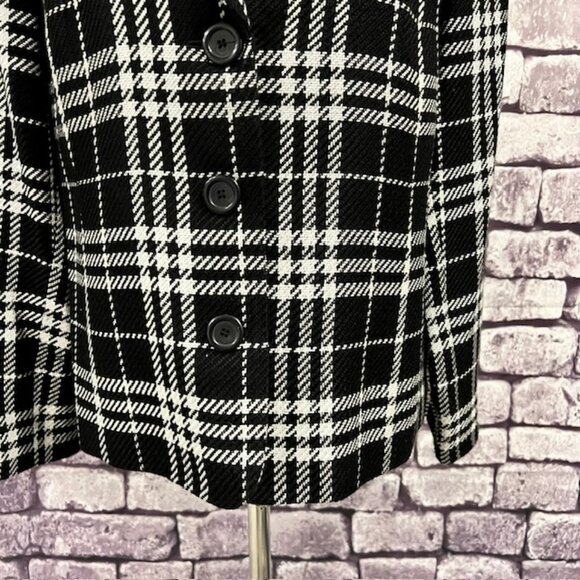 JM Collection Black & White Long Sleeve Fully Lined Blazer Size 16 - Picture 3 of 9